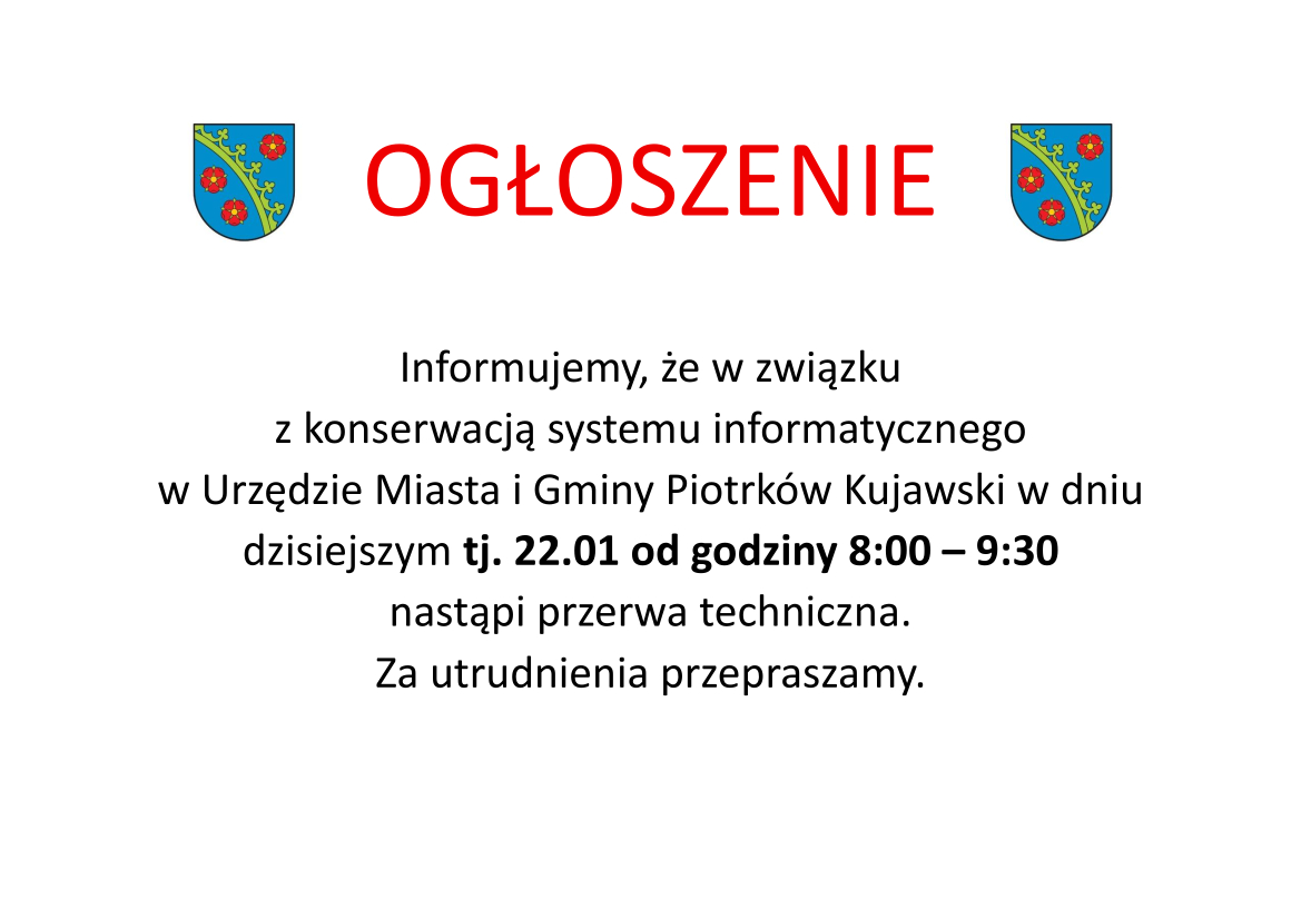 Przerwa techniczna !!! - 22.01 od godziny 8:00-9:30